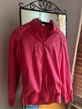 Puma Hot Pink Track Jacket with White Piping